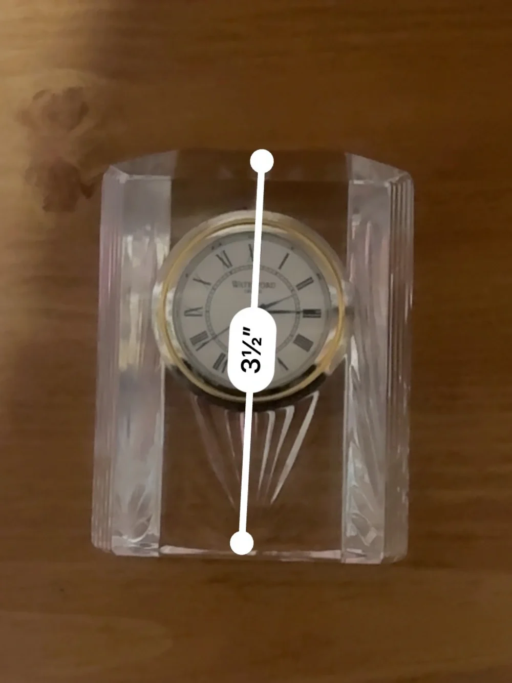 Waterford Clear Crystal Desk Clock with Gold Rim